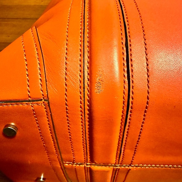 Ann Taylor Orange Leather Square Tote - Picture 12 of 13